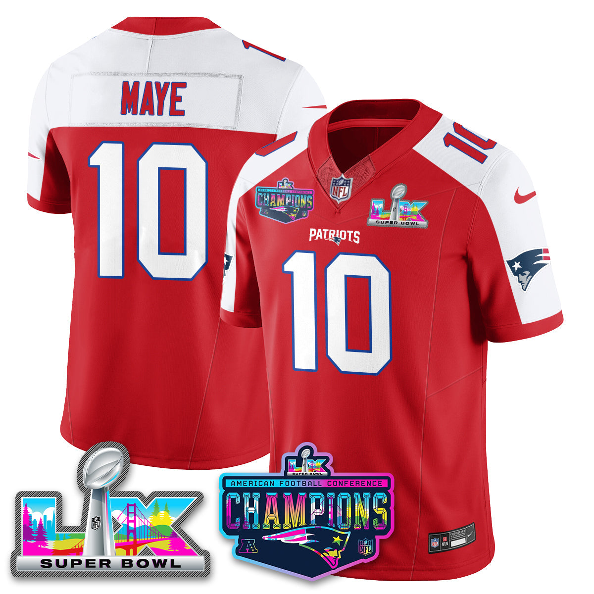 NE 2025 Vapor Jersey - AFC Champions Limited Patch - All Stitched-DTD
