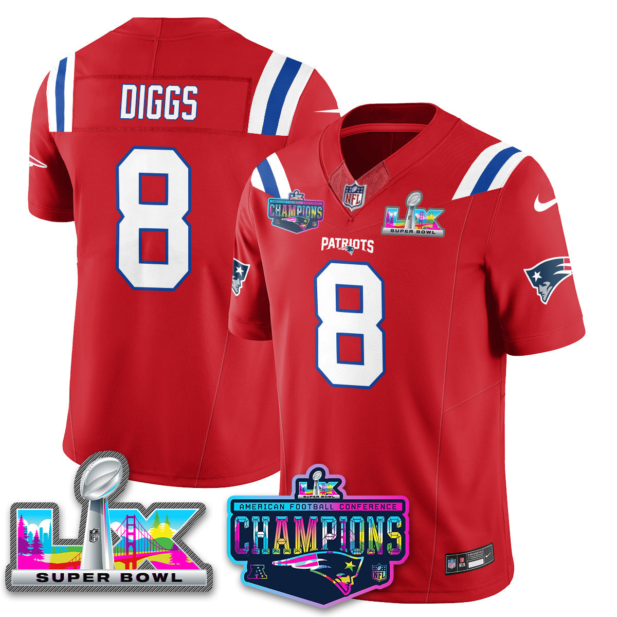 NE 2025 Vapor Jersey - AFC Champions Limited Patch - All Stitched-DTD