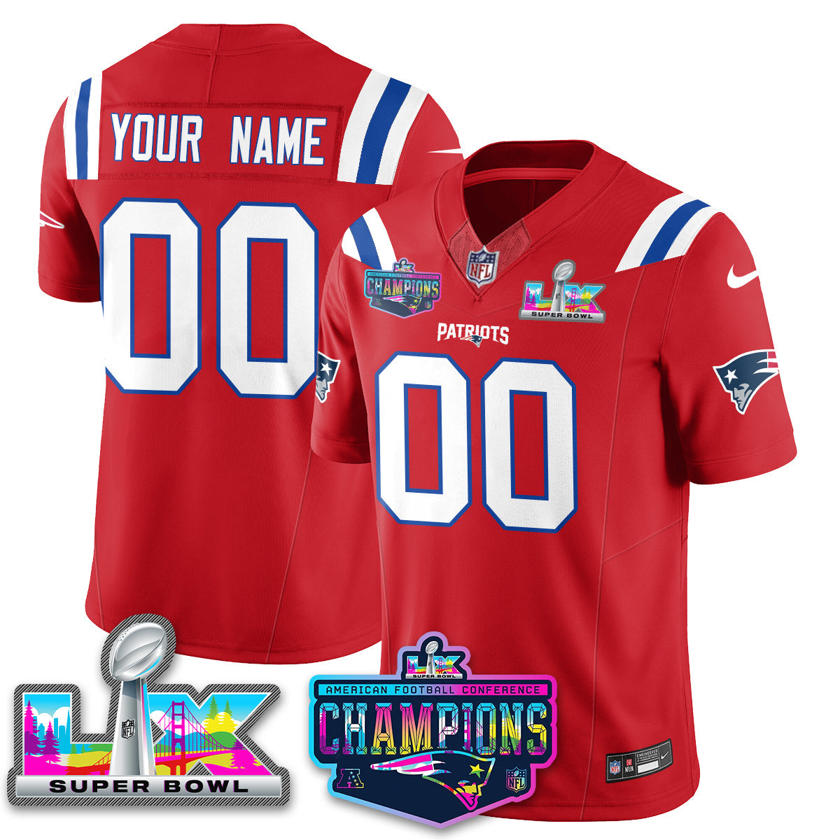 NE 2025 Vapor Jersey - AFC Champions Limited Patch - All Stitched-DTD