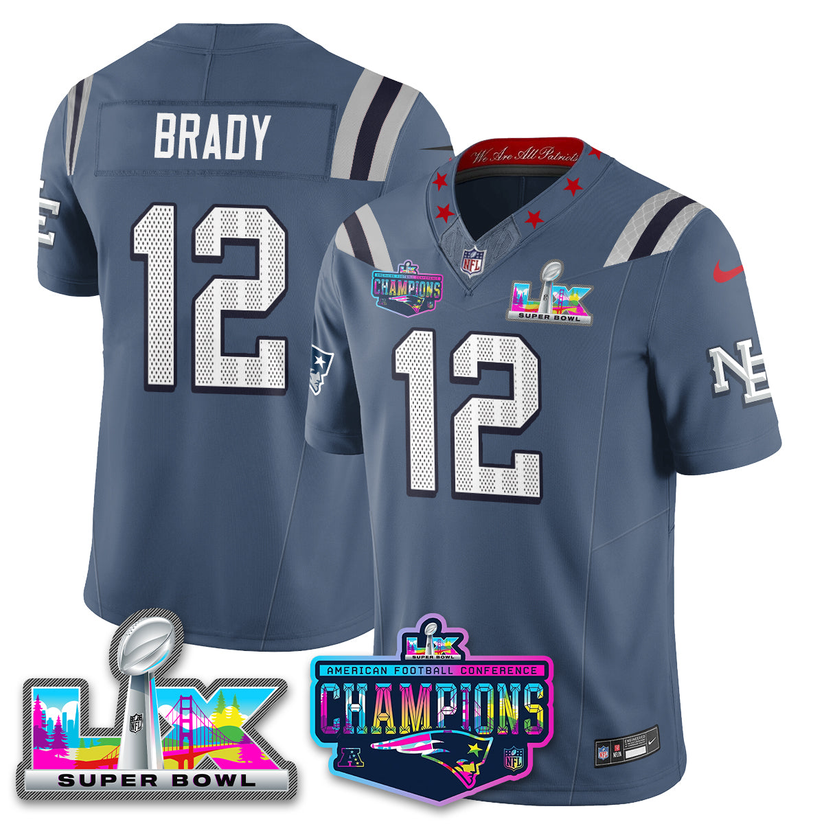 NE 2025 Vapor Jersey - AFC Champions Limited Patch - All Stitched-DTD