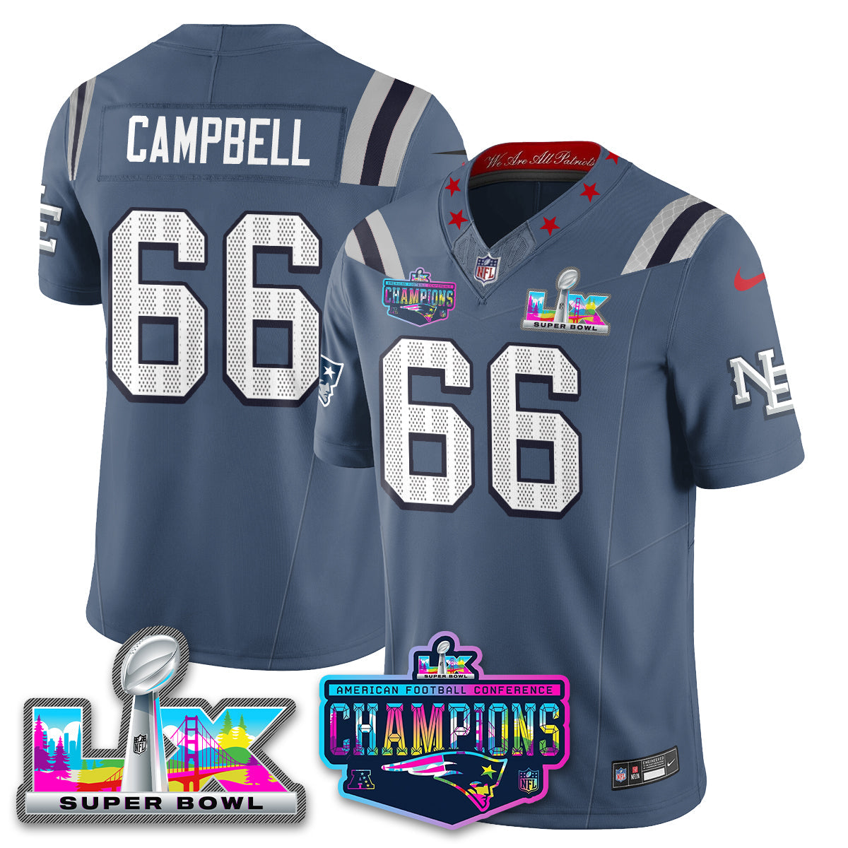 NE 2025 Vapor Jersey - AFC Champions Limited Patch - All Stitched-DTD