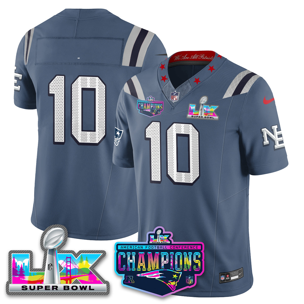 NE 2025 Vapor Jersey - AFC Champions Limited Patch - All Stitched-DTD