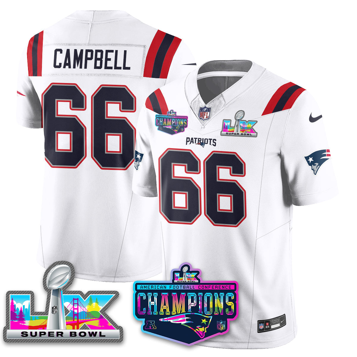 NE 2025 Vapor Jersey - AFC Champions Limited Patch - All Stitched-DTD