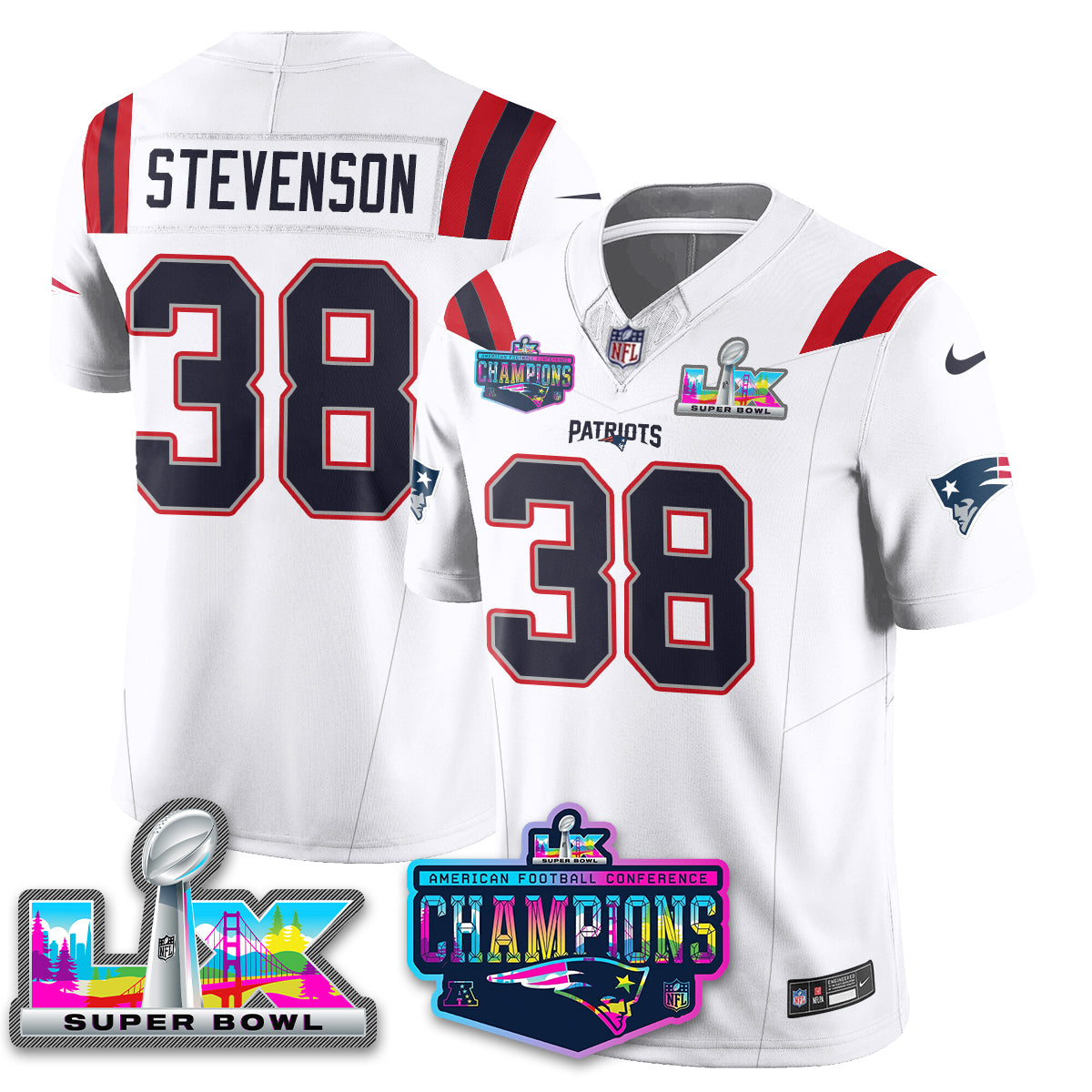 NE 2025 Vapor Jersey - AFC Champions Limited Patch - All Stitched-DTD