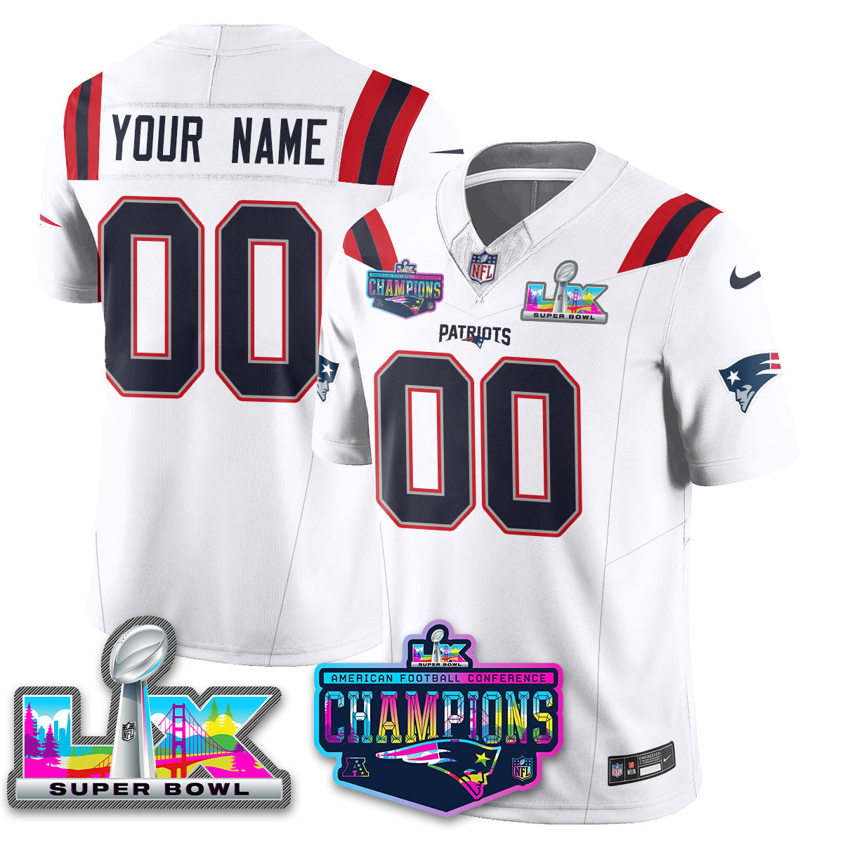 NE 2025 Vapor Jersey - AFC Champions Limited Patch - All Stitched-DTD