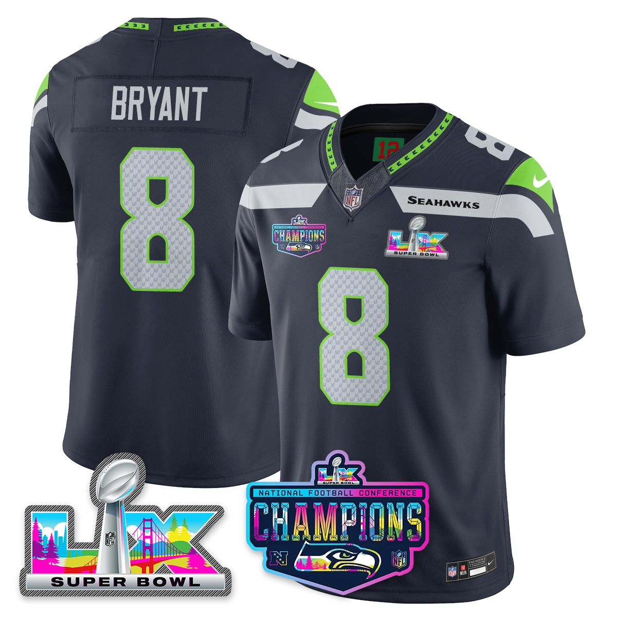 SEA 2025 Vapor Limited Jersey - NFC Champions Limited Patch - All Stitched-DTD