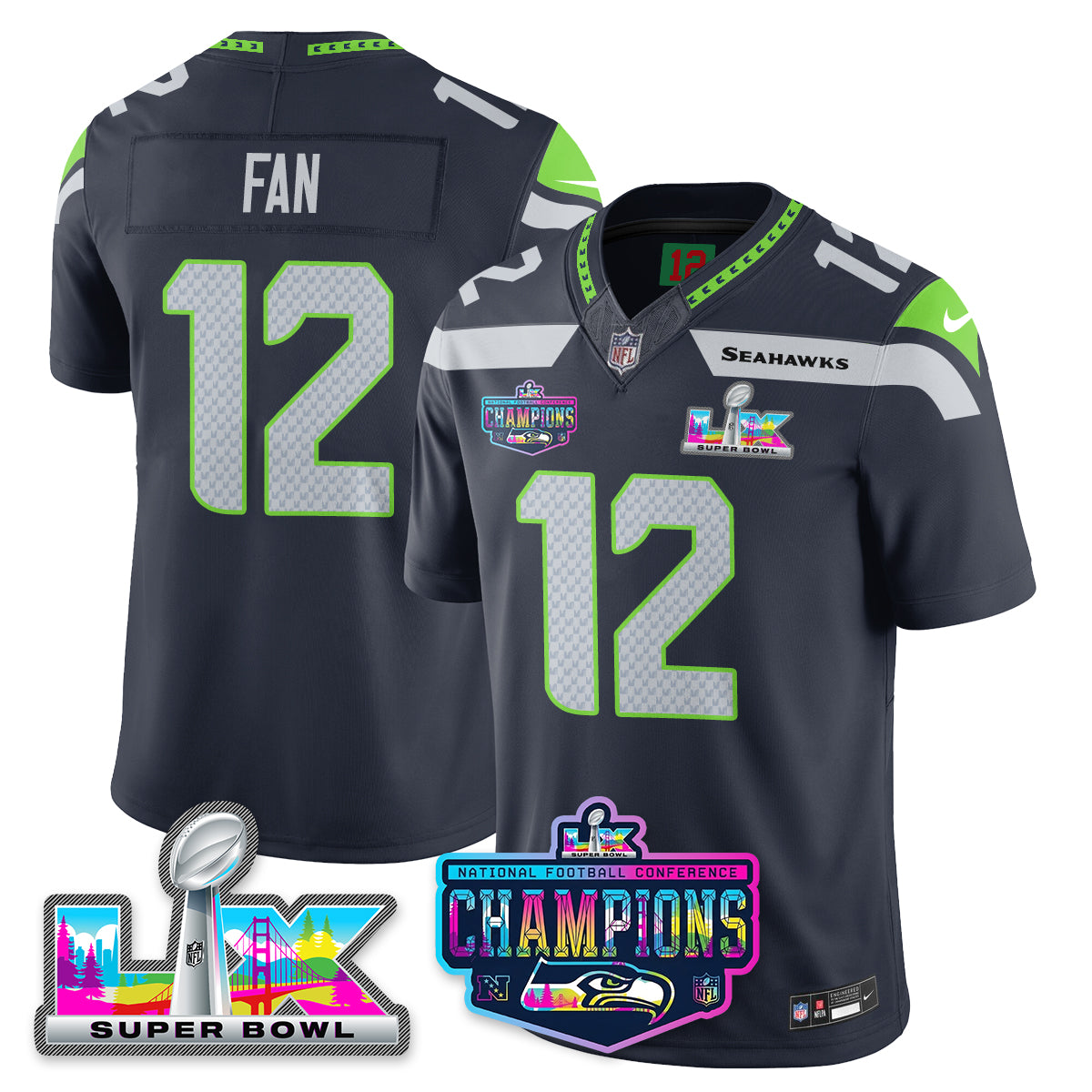 SEA 2025 Vapor Limited Jersey - NFC Champions Limited Patch - All Stitched n10-DTD