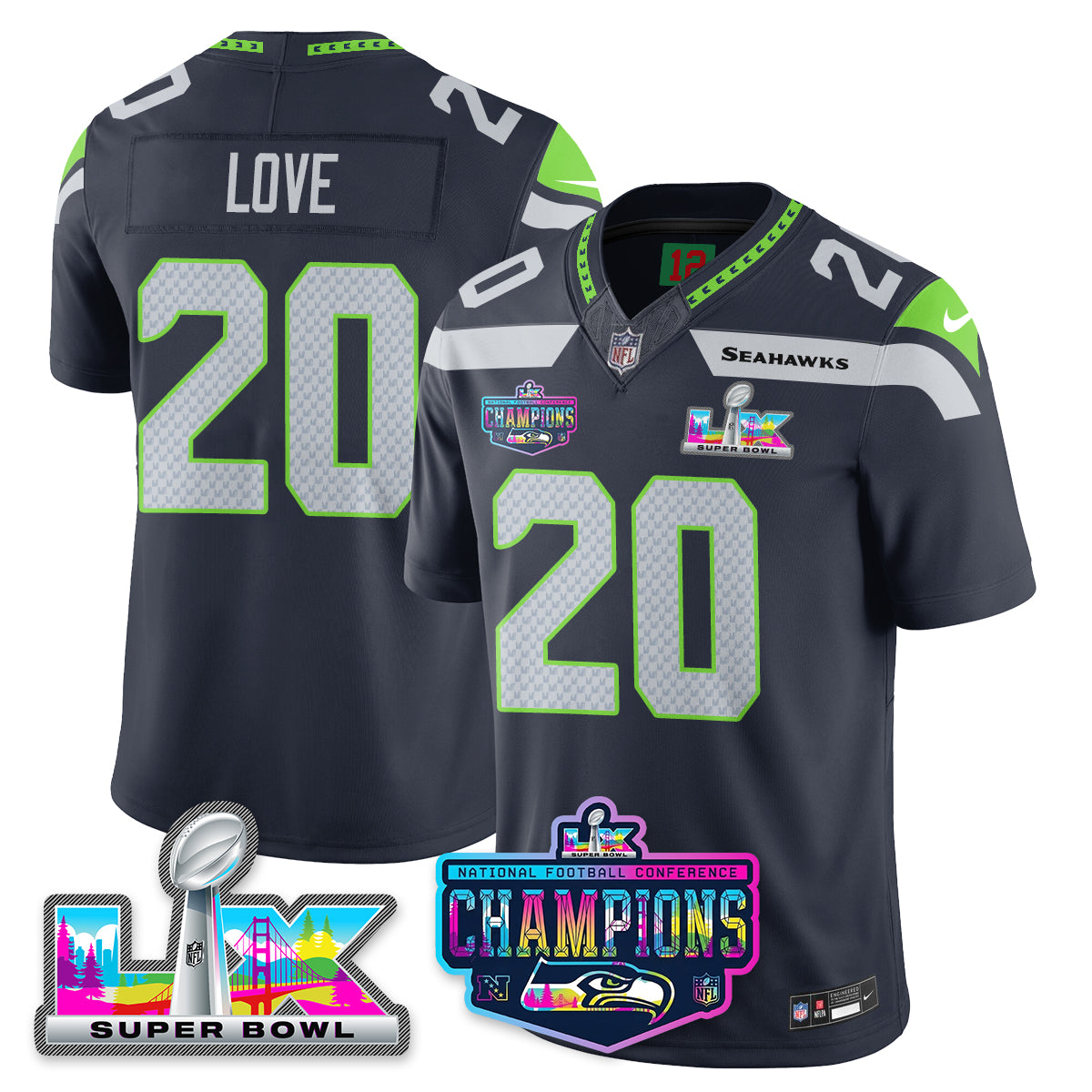 SEA 2025 Vapor Limited Jersey - NFC Champions Limited Patch - All Stitched-DTD
