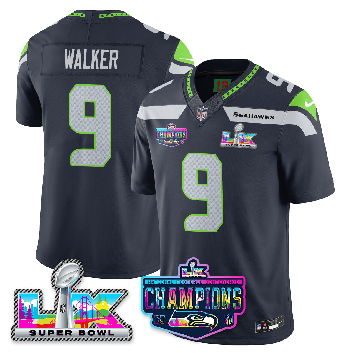 SEA 2025 Vapor Limited Jersey - NFC Champions Limited Patch - All Stitched-DTD