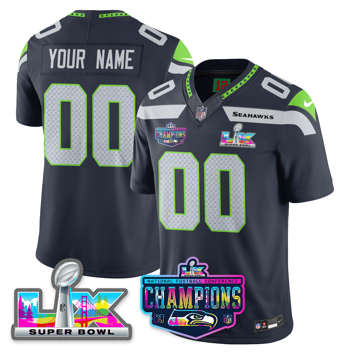 SEA 2025 Vapor Limited Jersey - NFC Champions Limited Patch - All Stitched-DTD