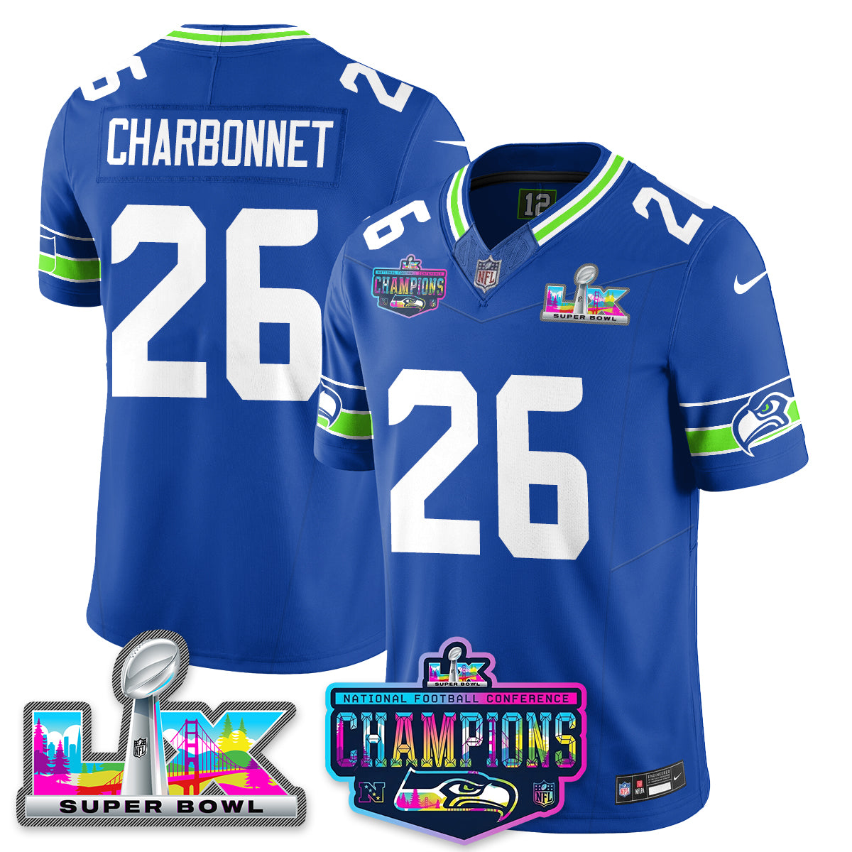 SEA 2025 Vapor Limited Jersey - NFC Champions Limited Patch - All Stitched-DTD