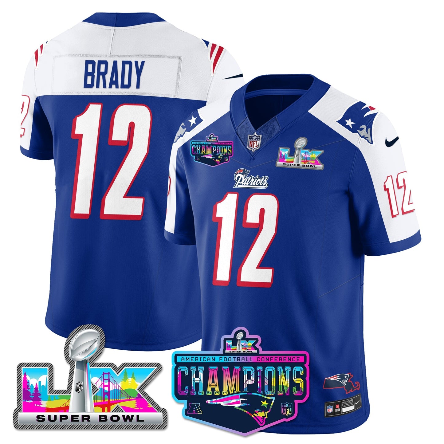 NE 1996 Throwback Limited Vapor Jersey - 2025 AFC Champions Limited Patch - All Stitched-DTD