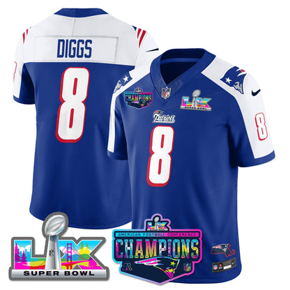 NE 1996 Throwback Limited Vapor Jersey - 2025 AFC Champions Limited Patch - All Stitched-DTD