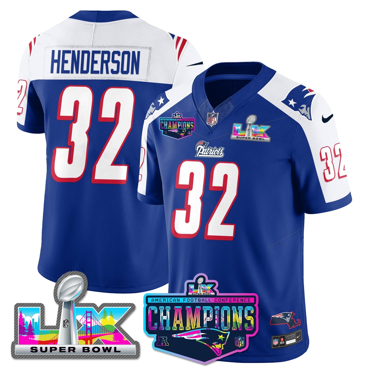 NE 1996 Throwback Limited Vapor Jersey - 2025 AFC Champions Limited Patch - All Stitched-DTD