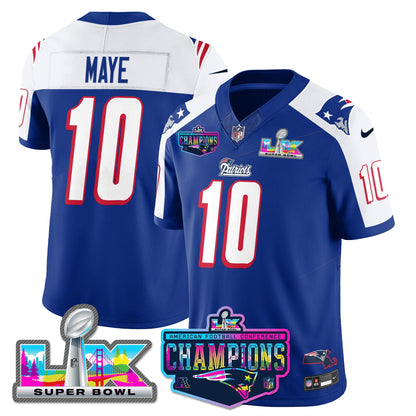 NE 1996 Throwback Limited Vapor Jersey - 2025 AFC Champions Limited Patch - All Stitched-DTD