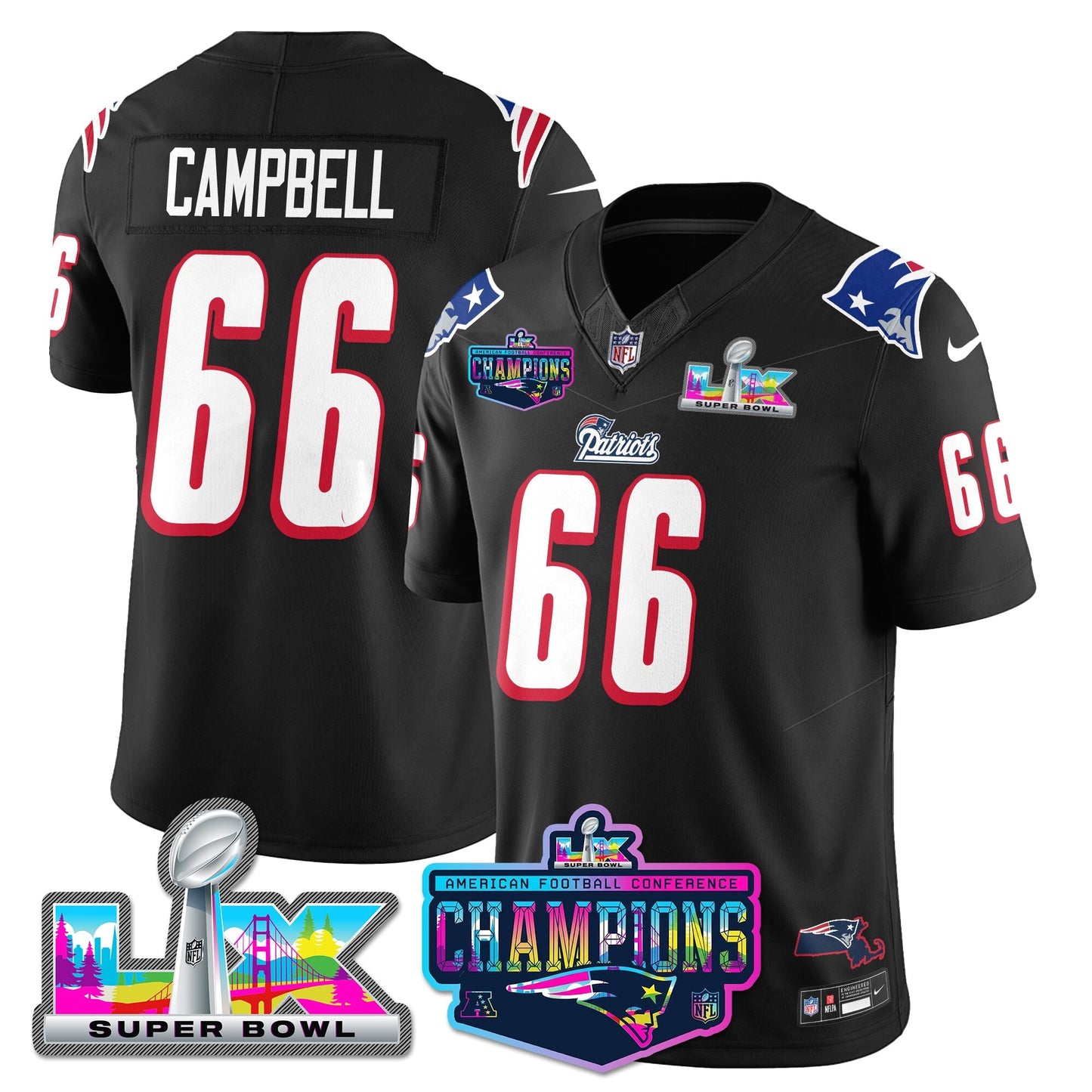 NE 1996 Throwback Limited Vapor Jersey - 2025 AFC Champions Limited Patch - All Stitched-DTD