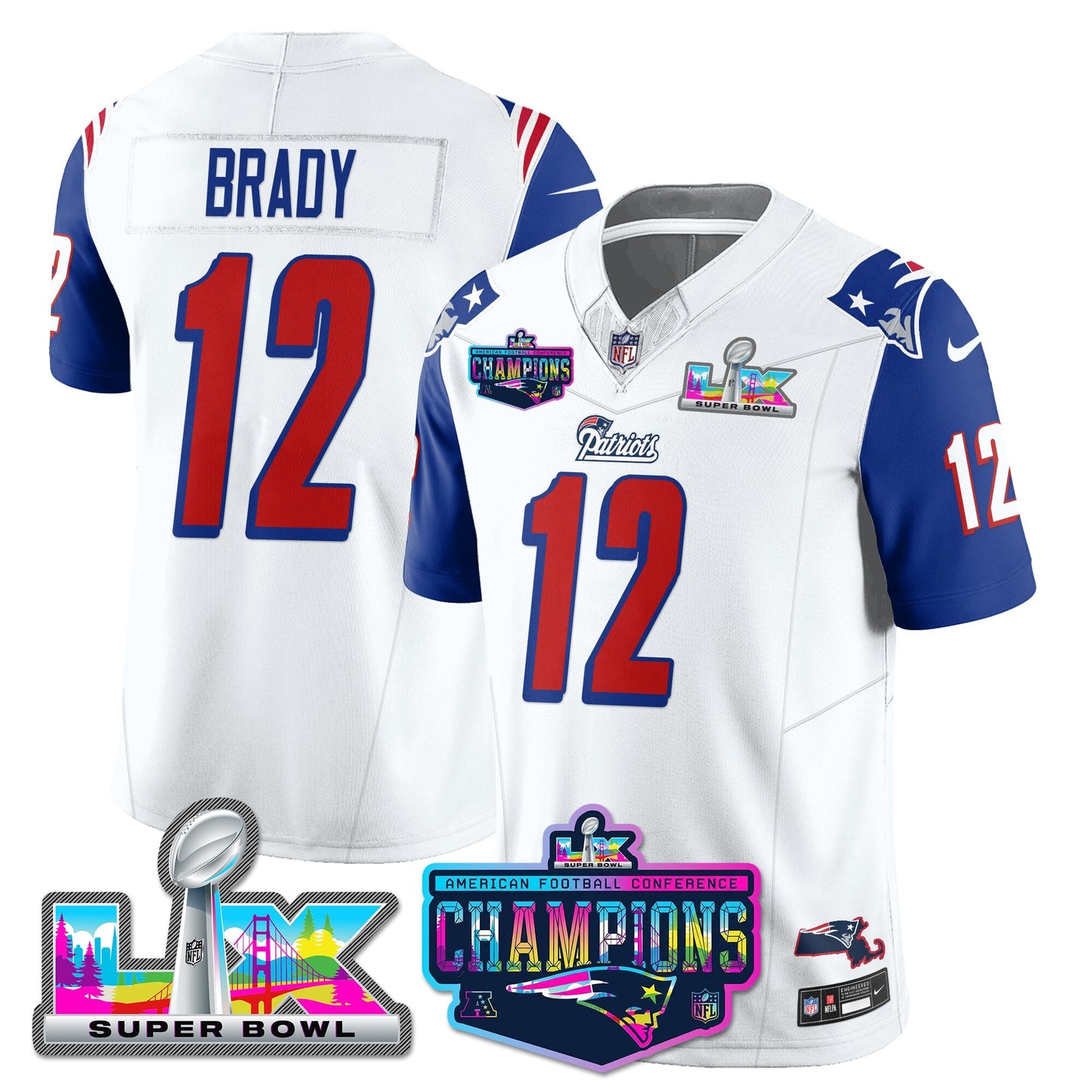 NE 1996 Throwback Limited Vapor Jersey - 2025 AFC Champions Limited Patch - All Stitched-DTD