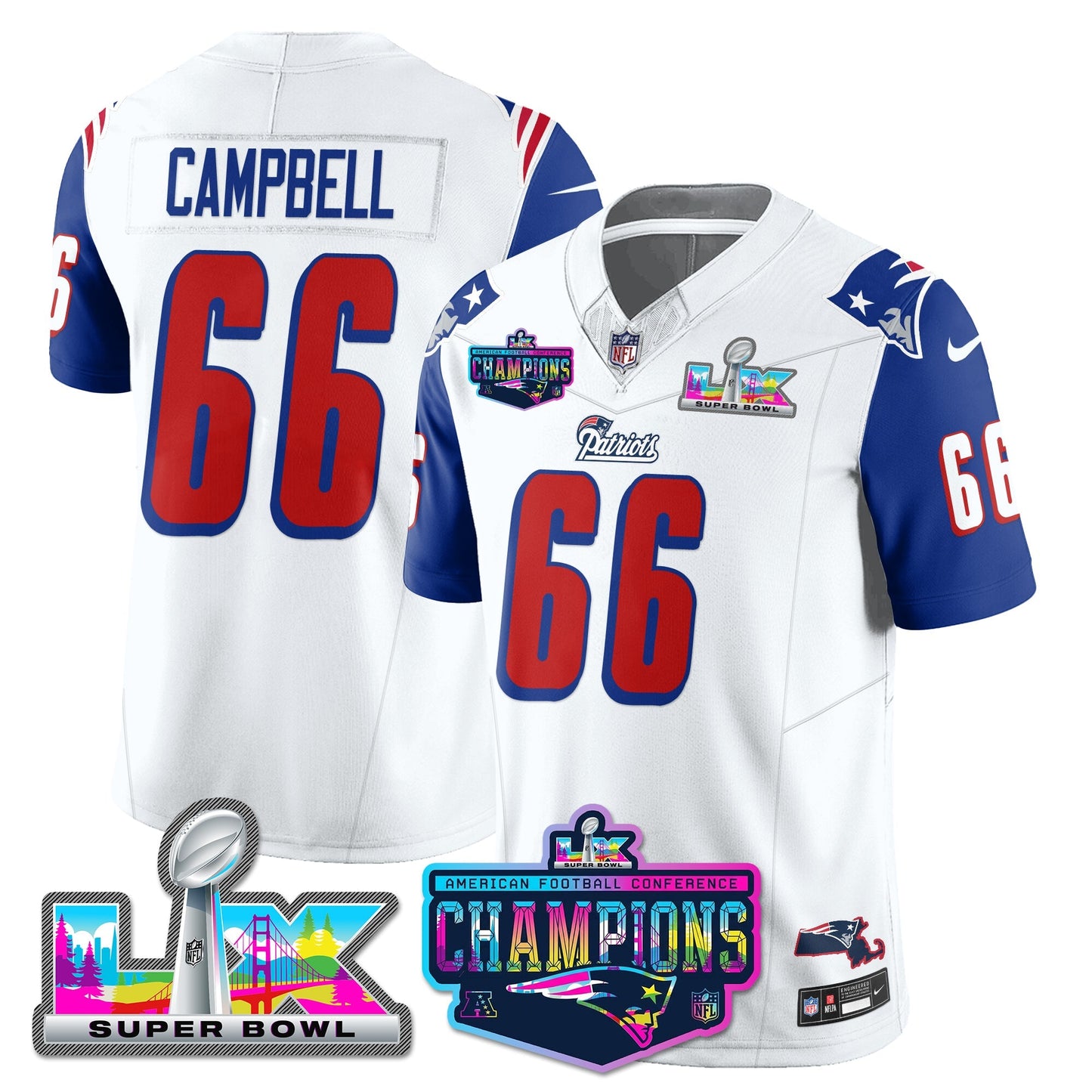 NE 1996 Throwback Limited Vapor Jersey - 2025 AFC Champions Limited Patch - All Stitched-DTD