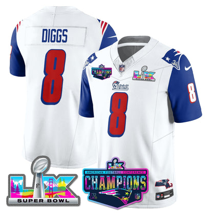 NE 1996 Throwback Limited Vapor Jersey - 2025 AFC Champions Limited Patch - All Stitched-DTD