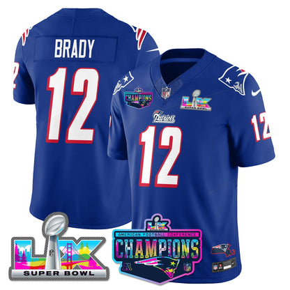 NE 1996 Throwback Limited Vapor Jersey - 2025 AFC Champions Limited Patch - All Stitched-DTD