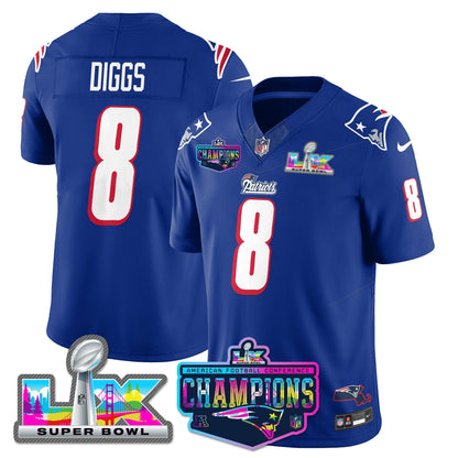 NE 1996 Throwback Limited Vapor Jersey - 2025 AFC Champions Limited Patch - All Stitched-DTD