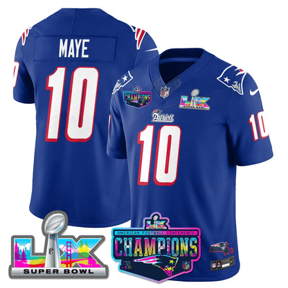 NE 1996 Throwback Limited Vapor Jersey - 2025 AFC Champions Limited Patch - All Stitched-DTD