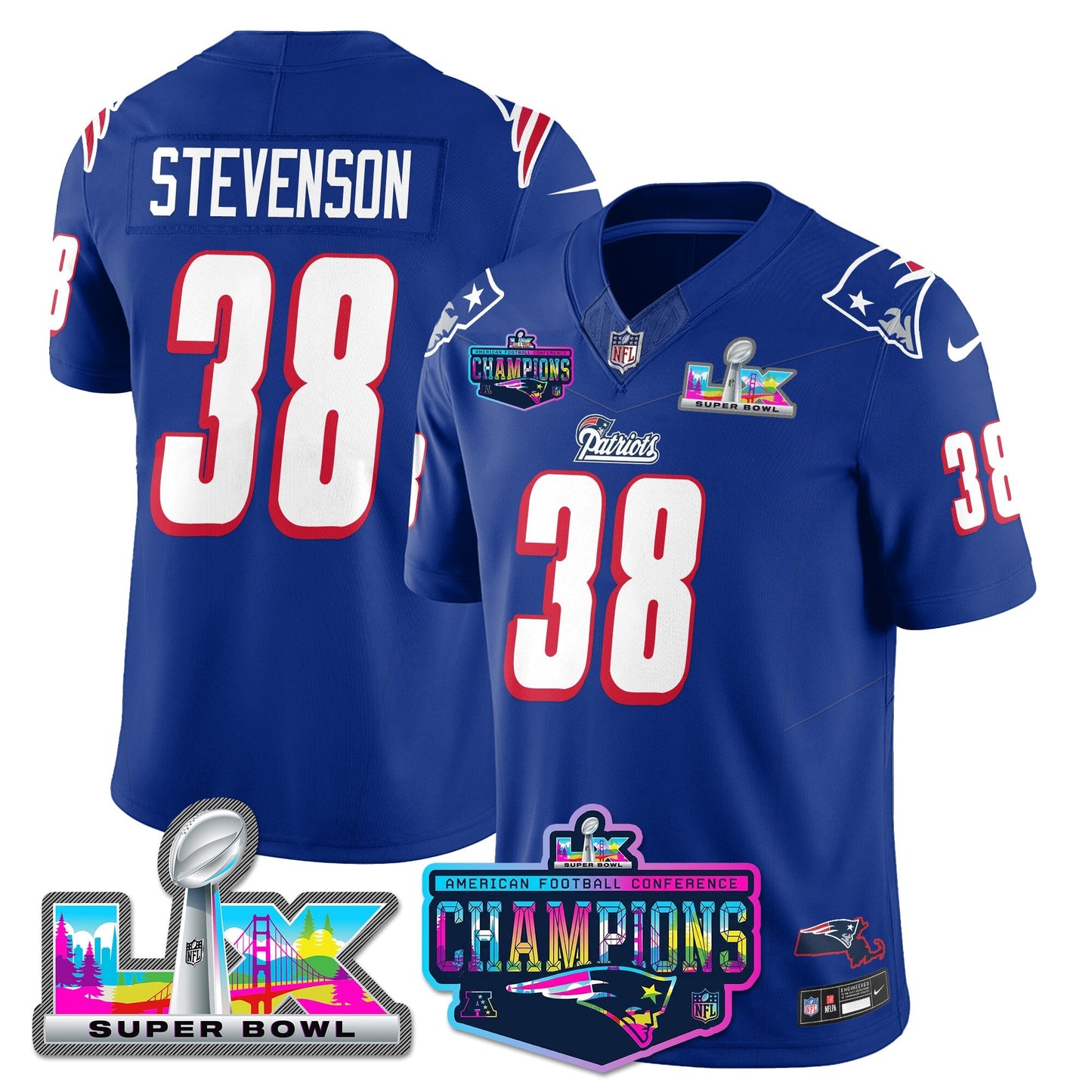 NE 1996 Throwback Limited Vapor Jersey - 2025 AFC Champions Limited Patch - All Stitched-DTD
