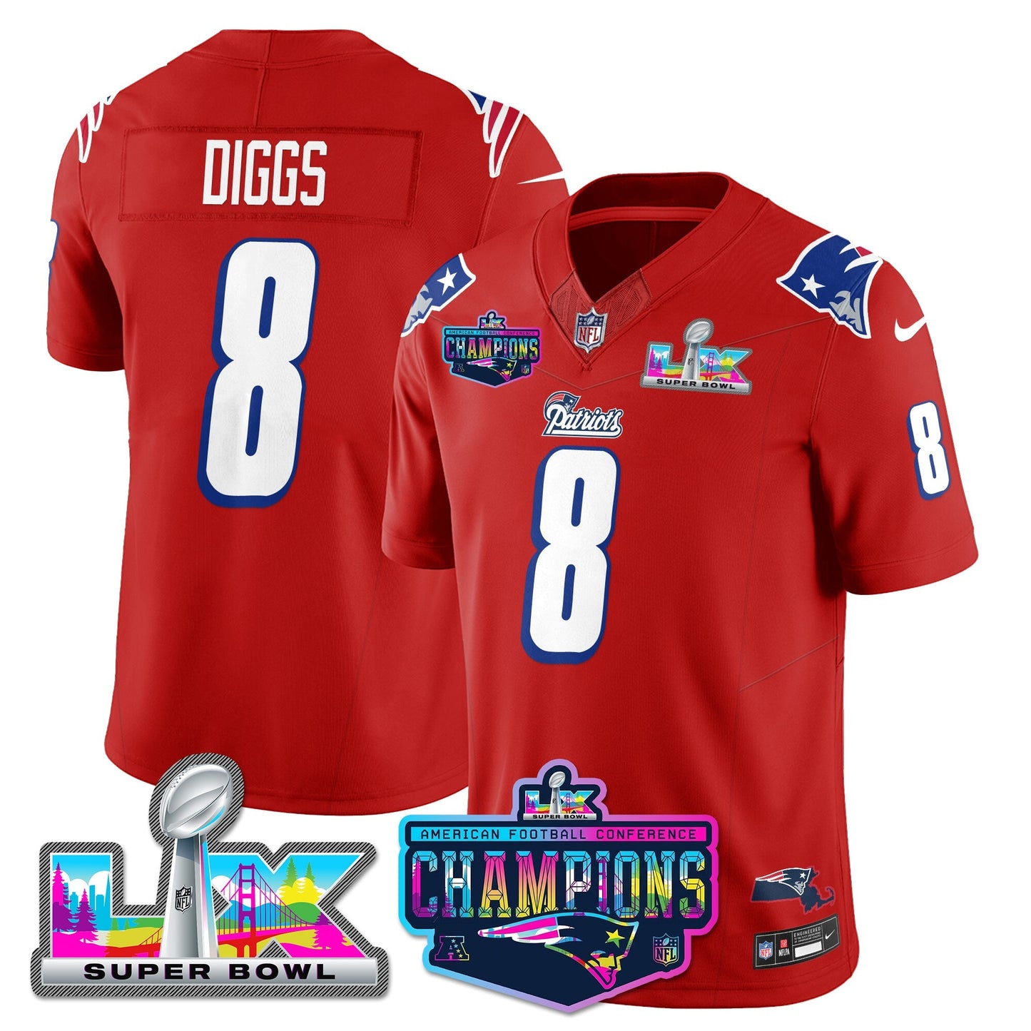 NE 1996 Throwback Limited Vapor Jersey - 2025 AFC Champions Limited Patch - All Stitched-DTD