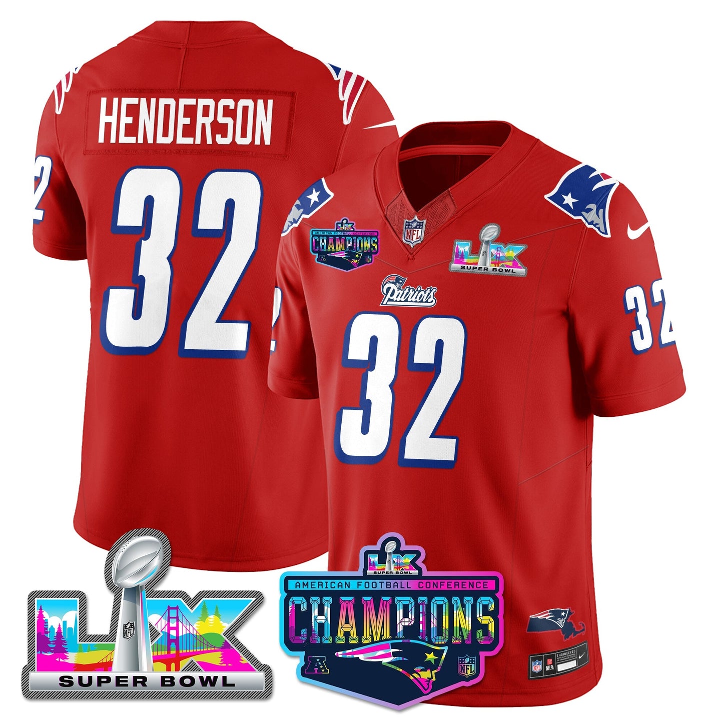 NE 1996 Throwback Limited Vapor Jersey - 2025 AFC Champions Limited Patch - All Stitched-DTD