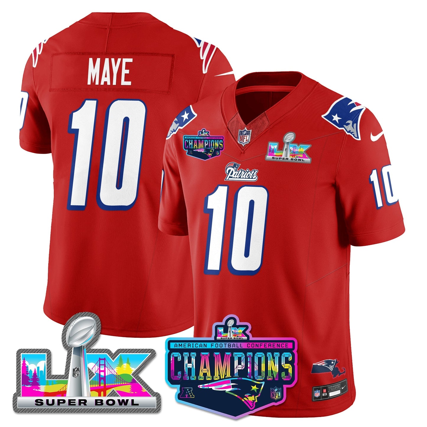 NE 1996 Throwback Limited Vapor Jersey - 2025 AFC Champions Limited Patch - All Stitched-DTD