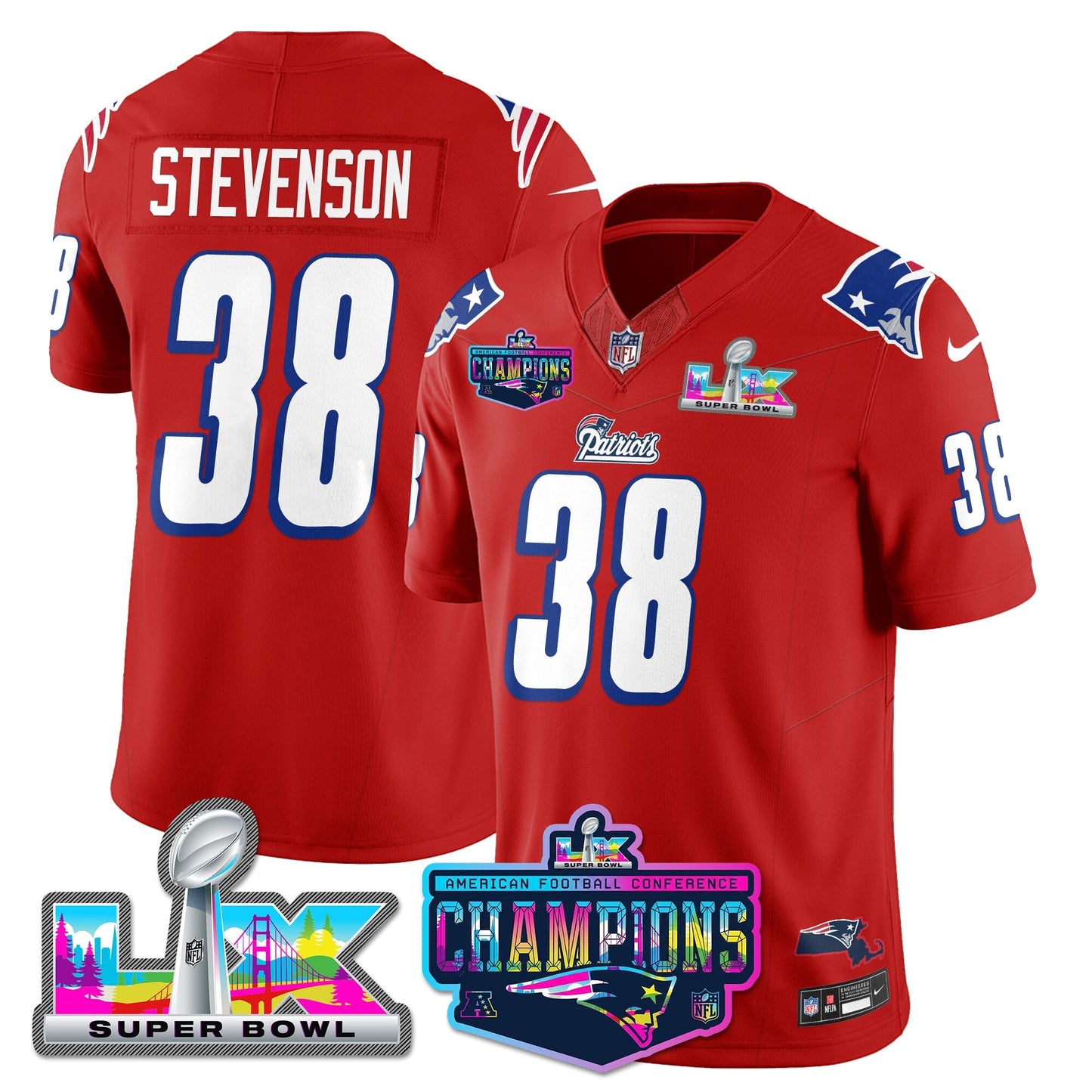 NE 1996 Throwback Limited Vapor Jersey - 2025 AFC Champions Limited Patch - All Stitched-DTD