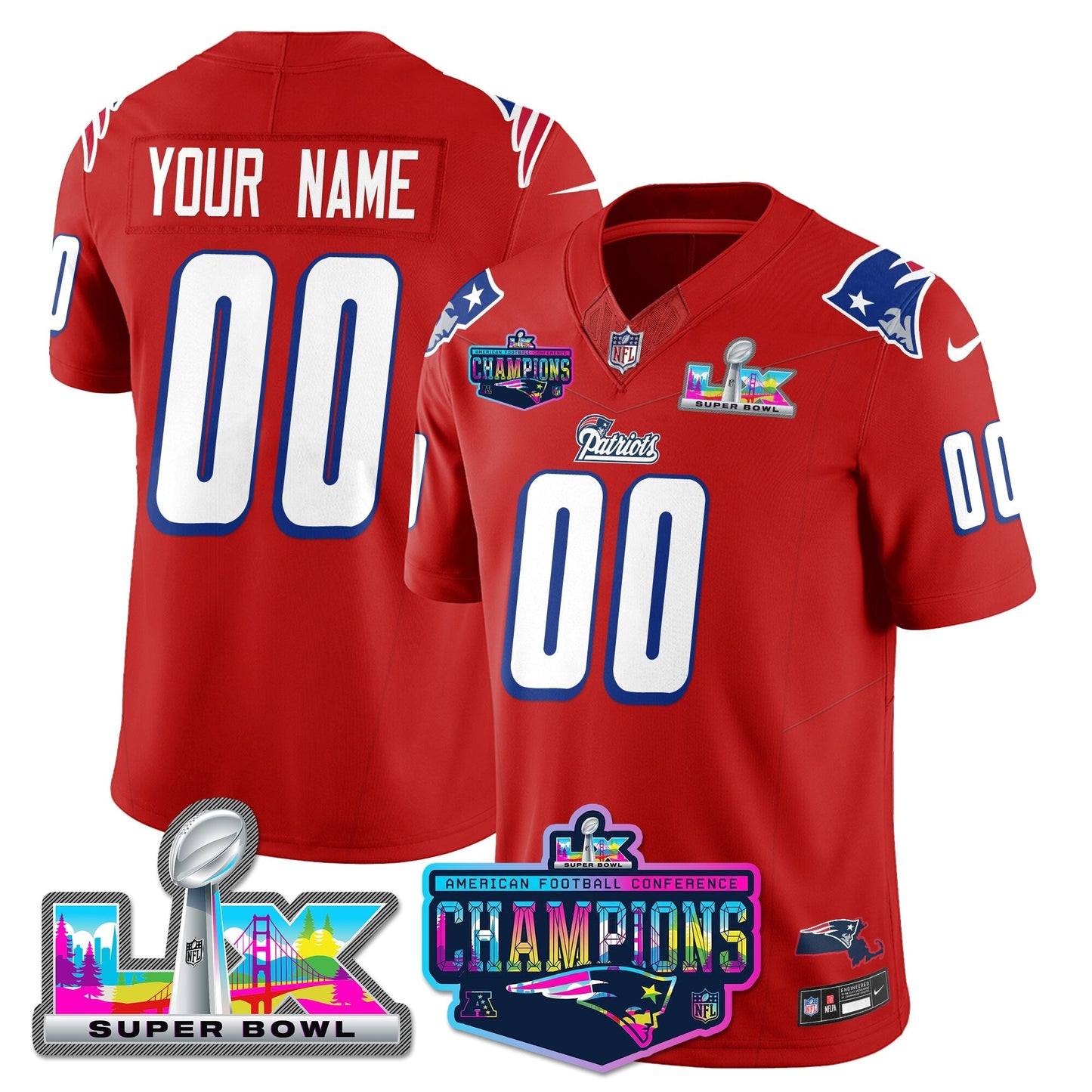 Custom NE 1996 Throwback Limited Vapor Jersey - 2025 AFC Champions Limited Patch - All Stitched-DTD