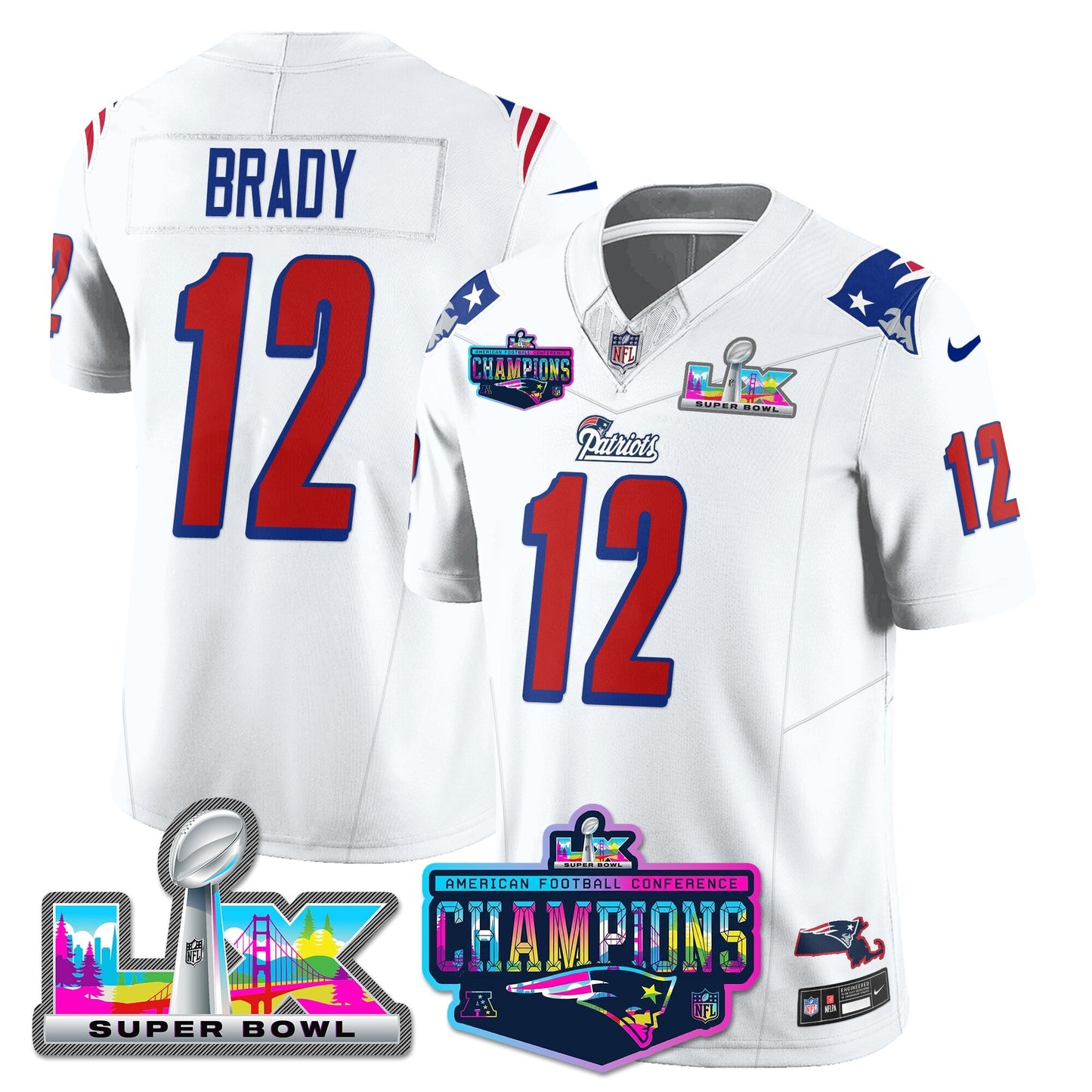 NE 1996 Throwback Limited Vapor Jersey - 2025 AFC Champions Limited Patch - All Stitched-DTD