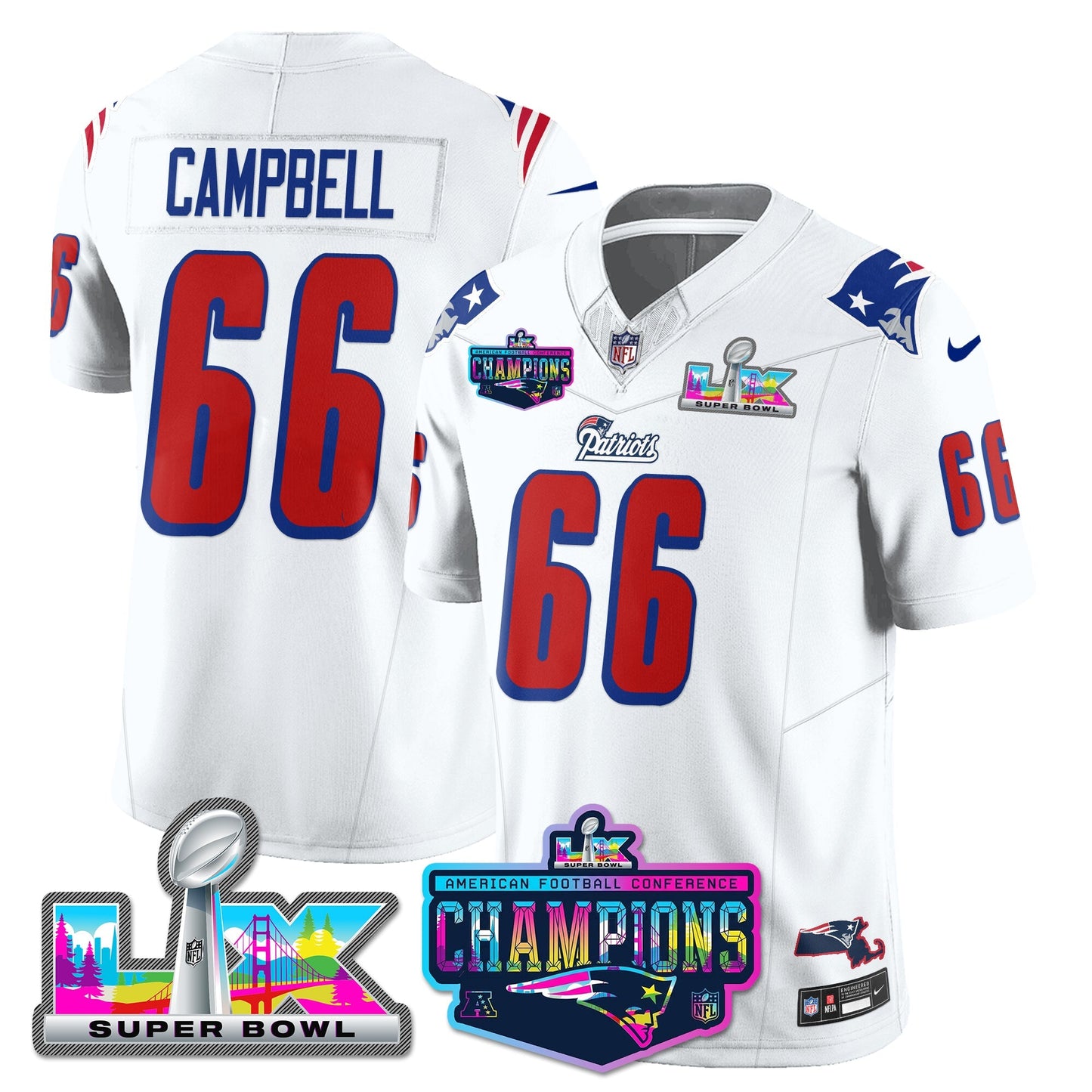 NE 1996 Throwback Limited Vapor Jersey - 2025 AFC Champions Limited Patch - All Stitched-DTD