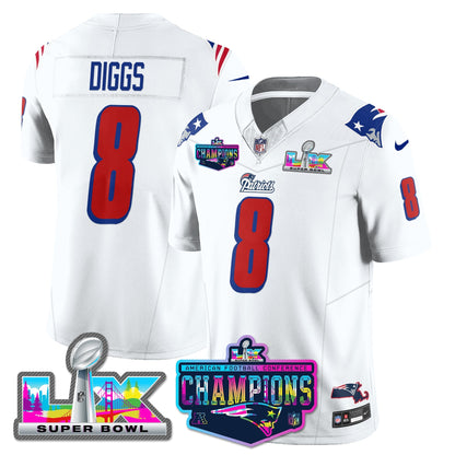 NE 1996 Throwback Limited Vapor Jersey - 2025 AFC Champions Limited Patch - All Stitched-DTD