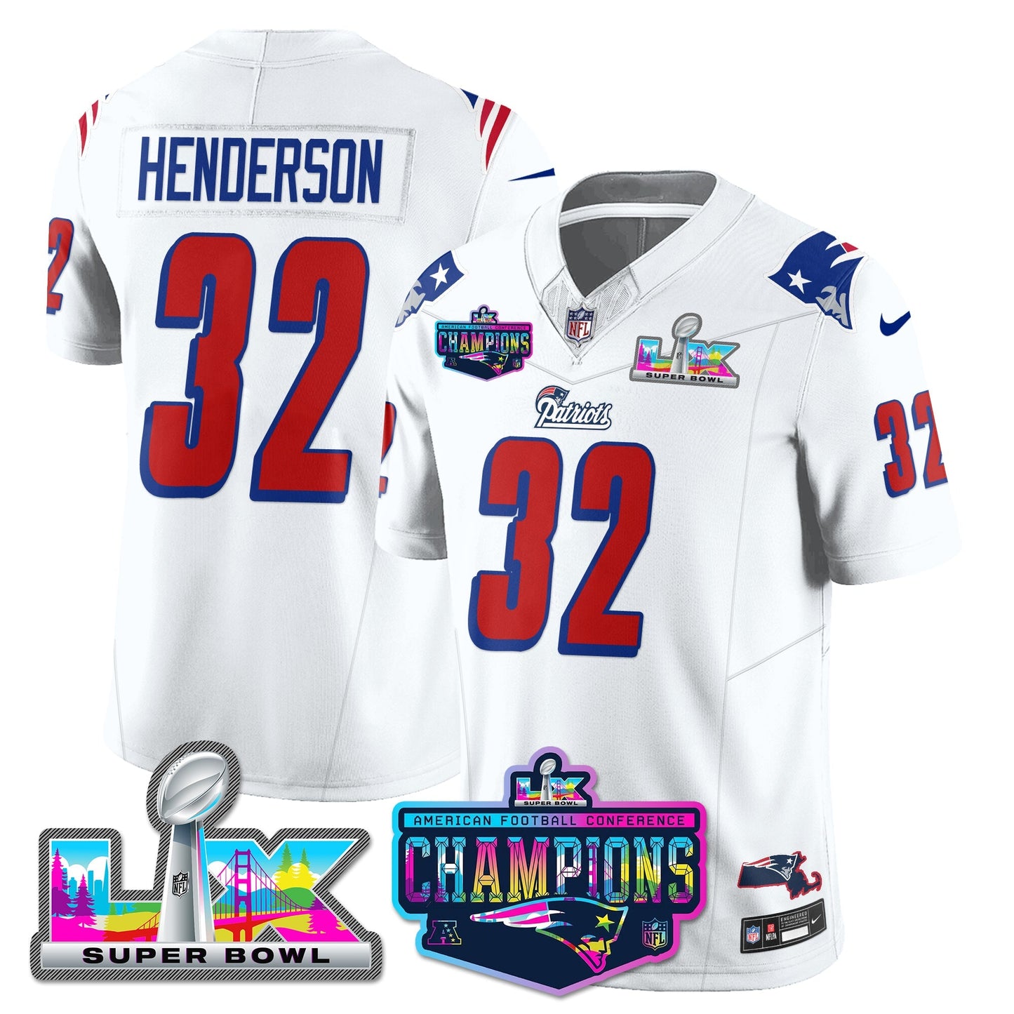 NE 1996 Throwback Limited Vapor Jersey - 2025 AFC Champions Limited Patch - All Stitched-DTD