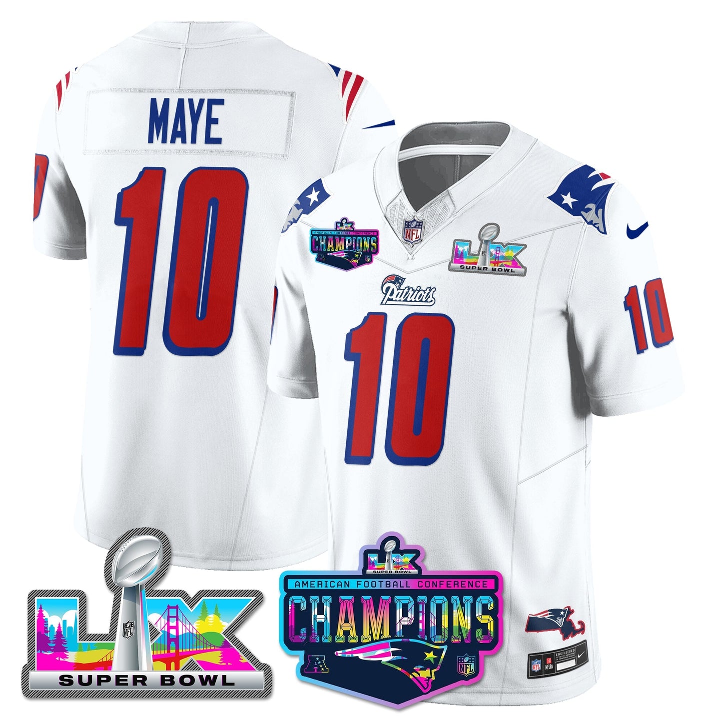 NE 1996 Throwback Limited Vapor Jersey - 2025 AFC Champions Limited Patch - All Stitched-DTD