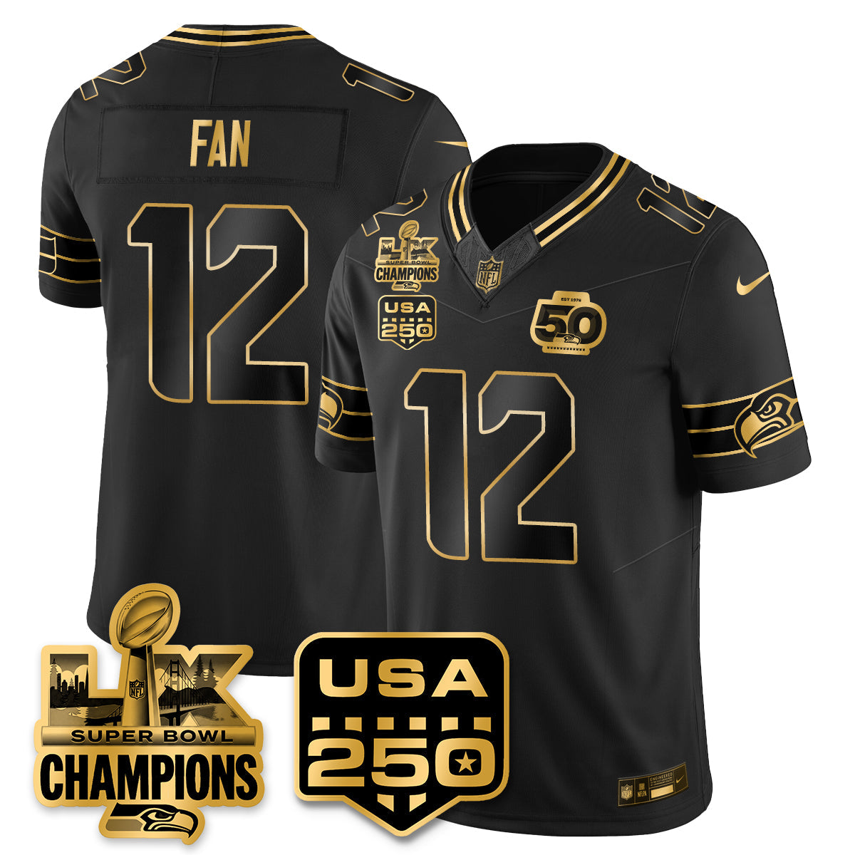 SEA S.Bowl LX & 50th Patch Champions Vapor Limited Jersey - All Stitched -DMQ-DTD