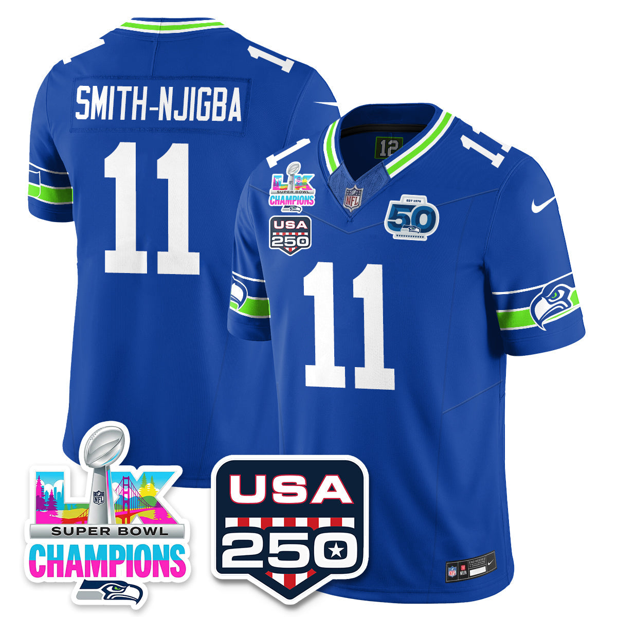 SEA Super Bowl LX Champions Jersey - All Stitched N1-DTD