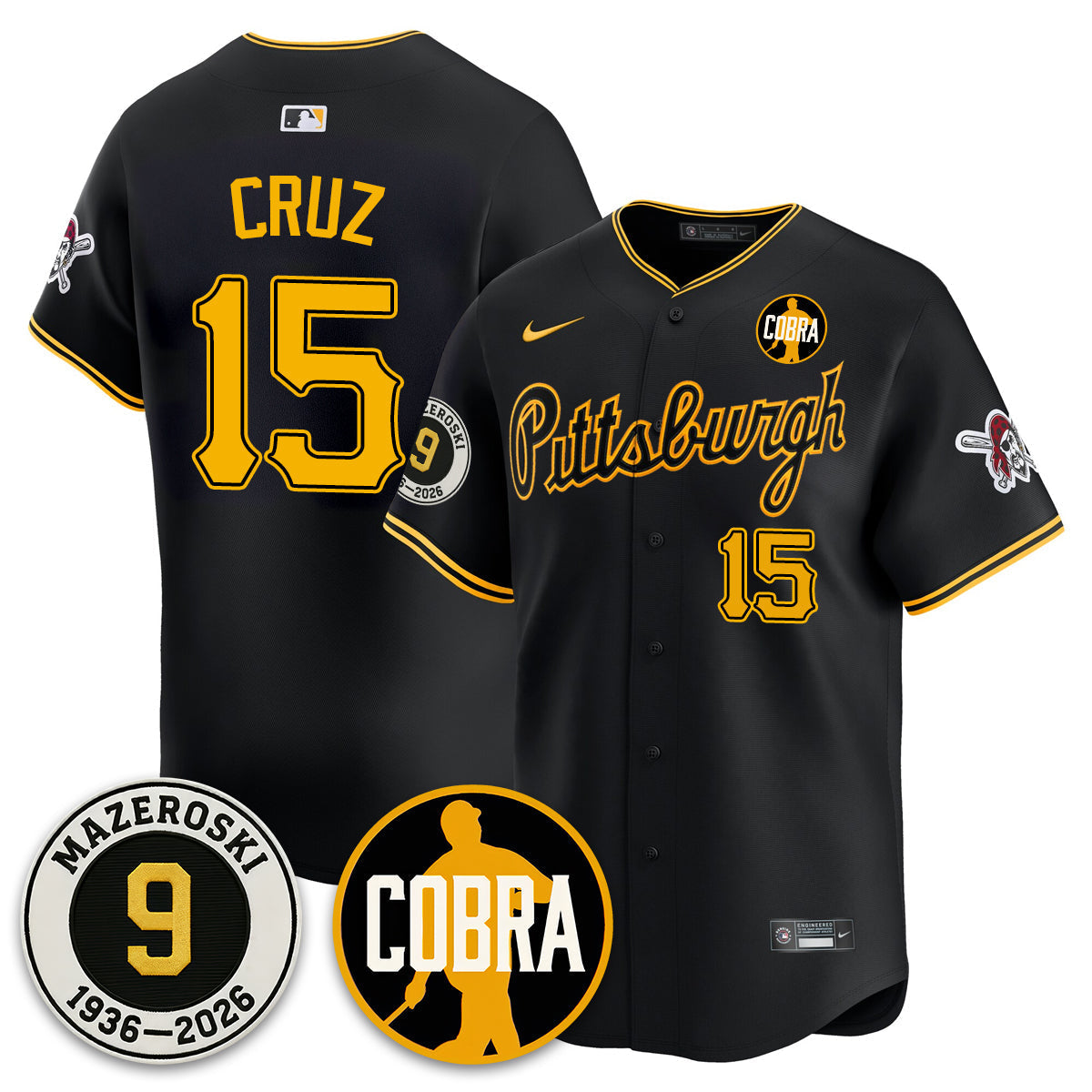 PIT Memories Vapor Limited Jersey - Bill Mazeroski Patch - All Stitched-DTD