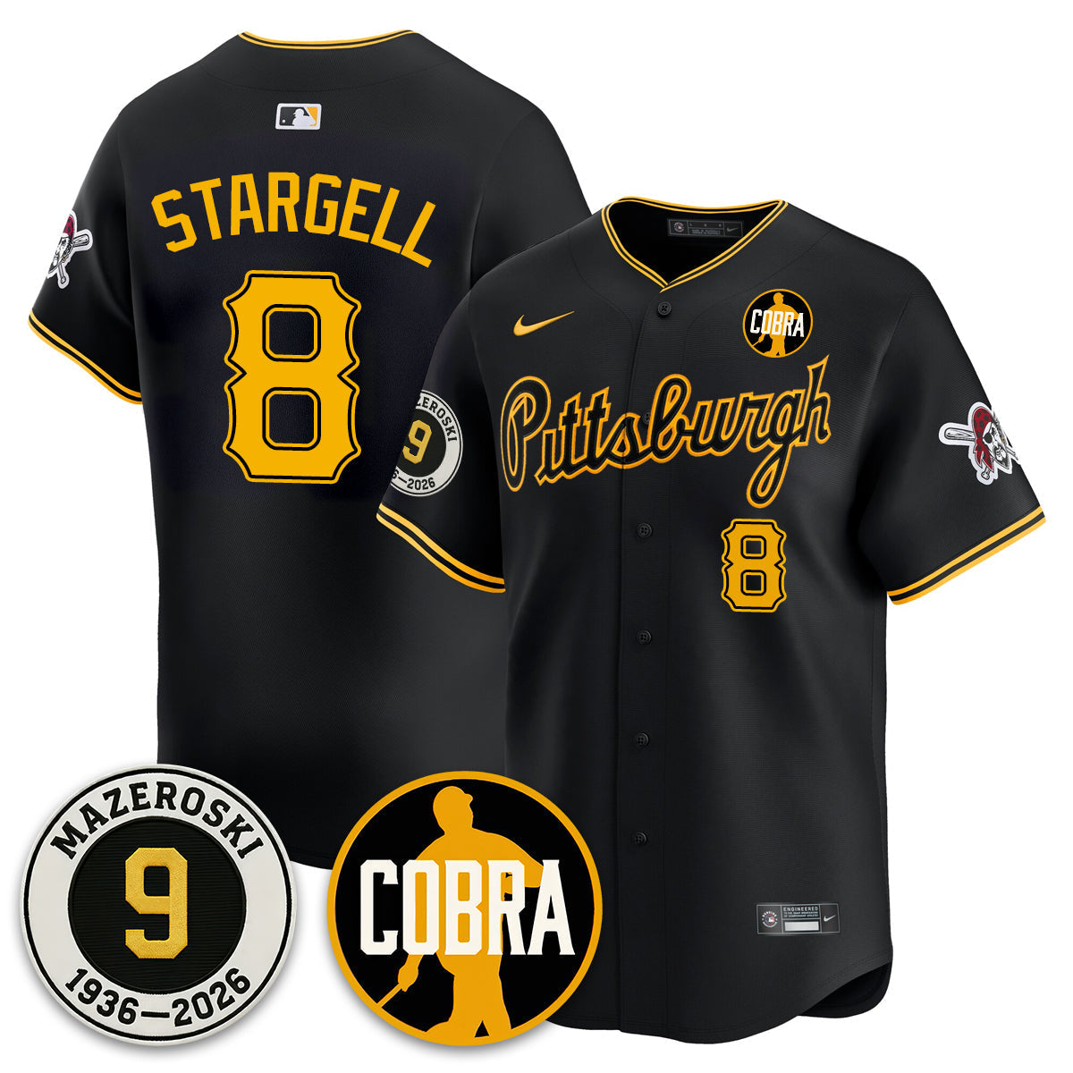 PIT Memories Vapor Limited Jersey - Bill Mazeroski Patch - All Stitched-DTD