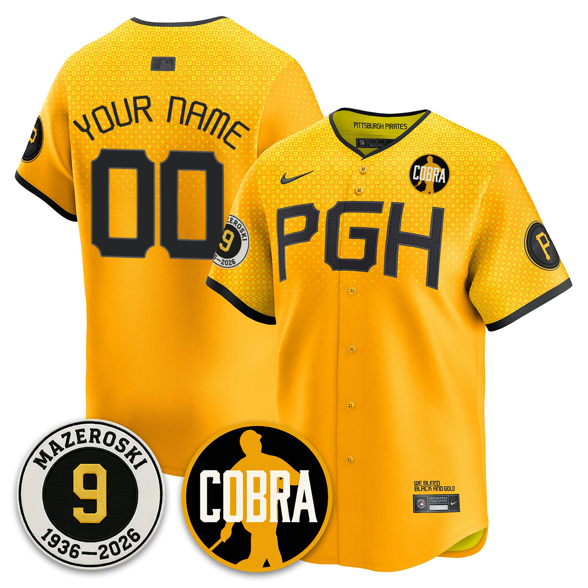 PIT Memories Vapor Limited Custom Jersey - Bill Mazeroski Patch - All Stitched-DTD