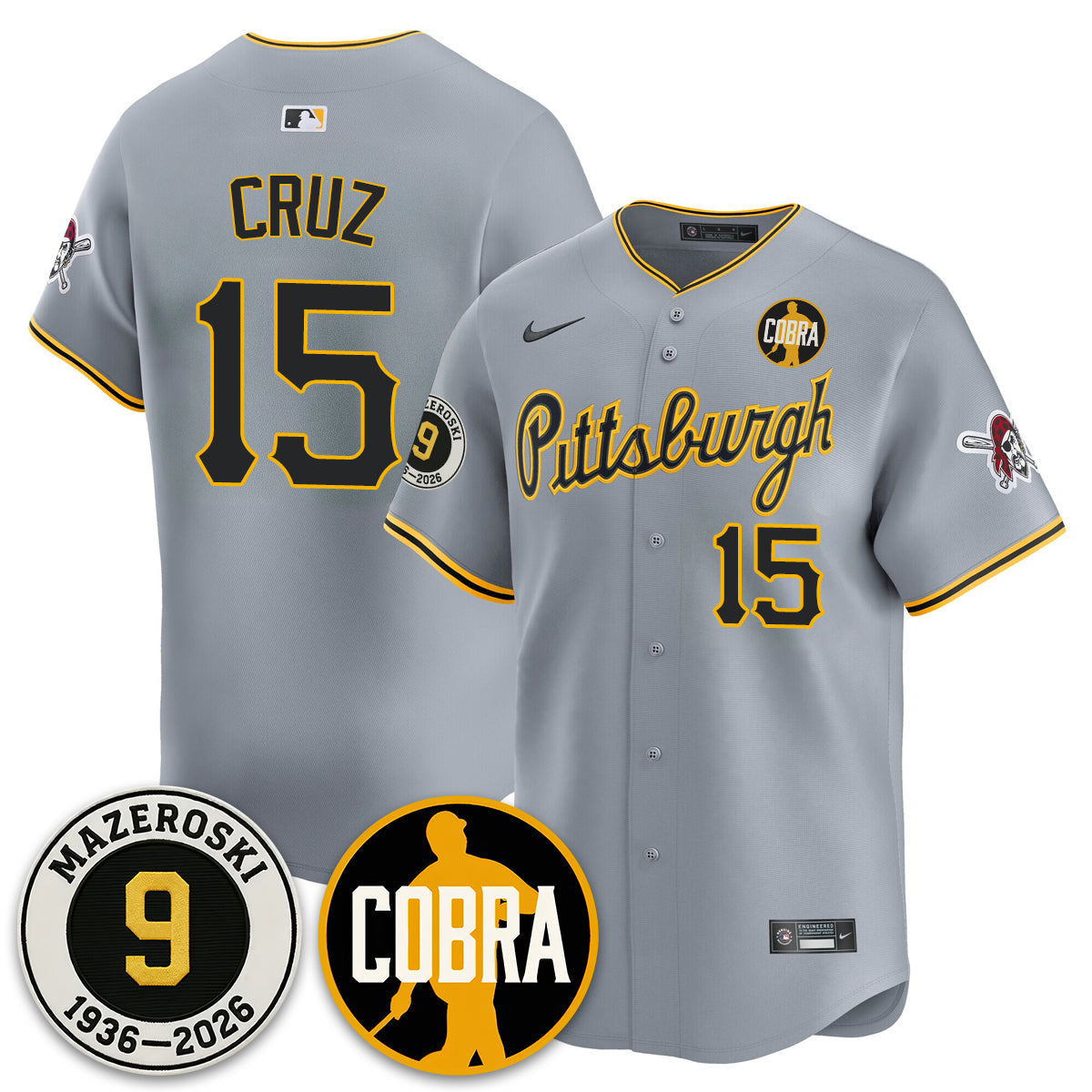PIT Memories Vapor Limited Jersey - Bill Mazeroski Patch - All Stitched-DTD