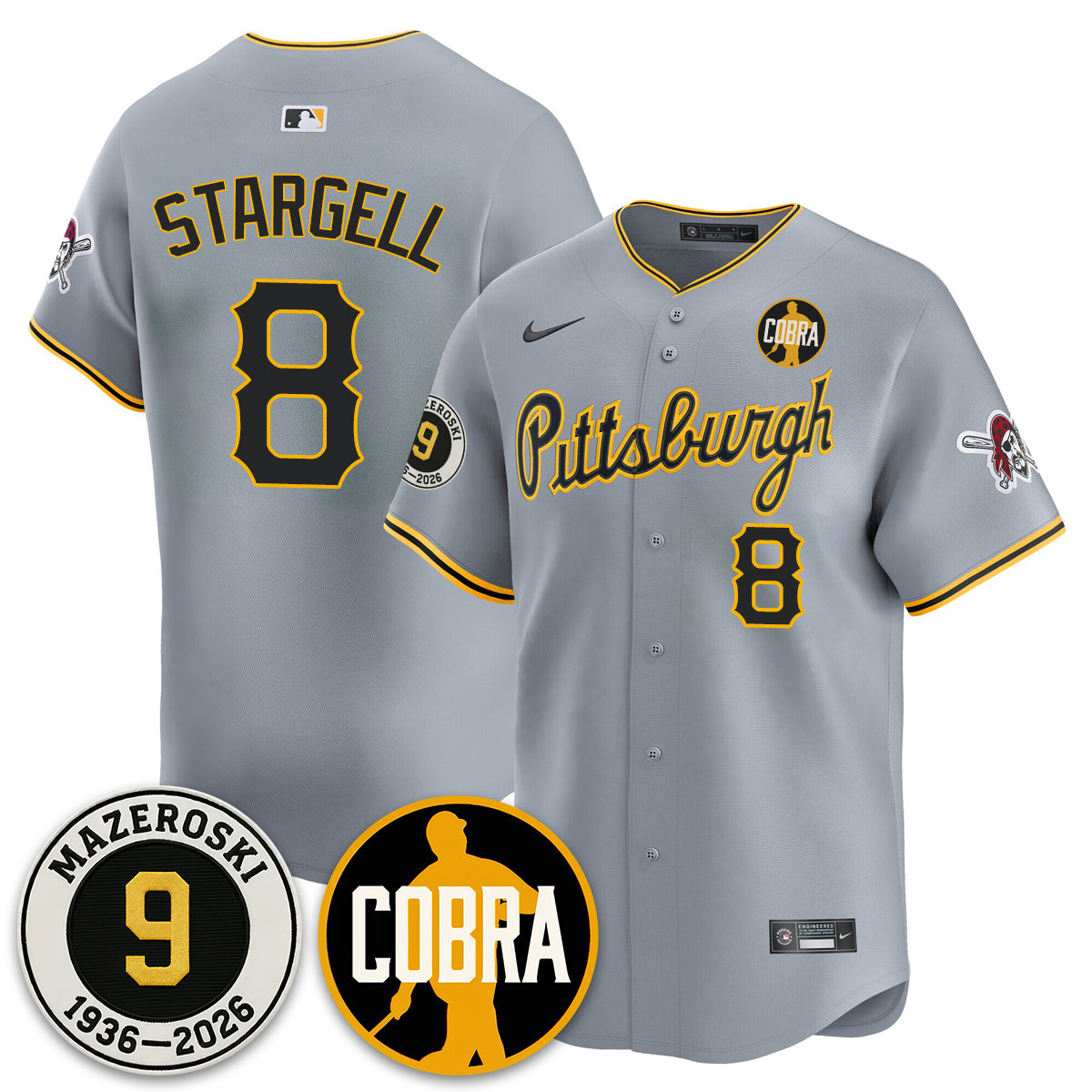 PIT Memories Vapor Limited Jersey - Bill Mazeroski Patch - All Stitched-DTD