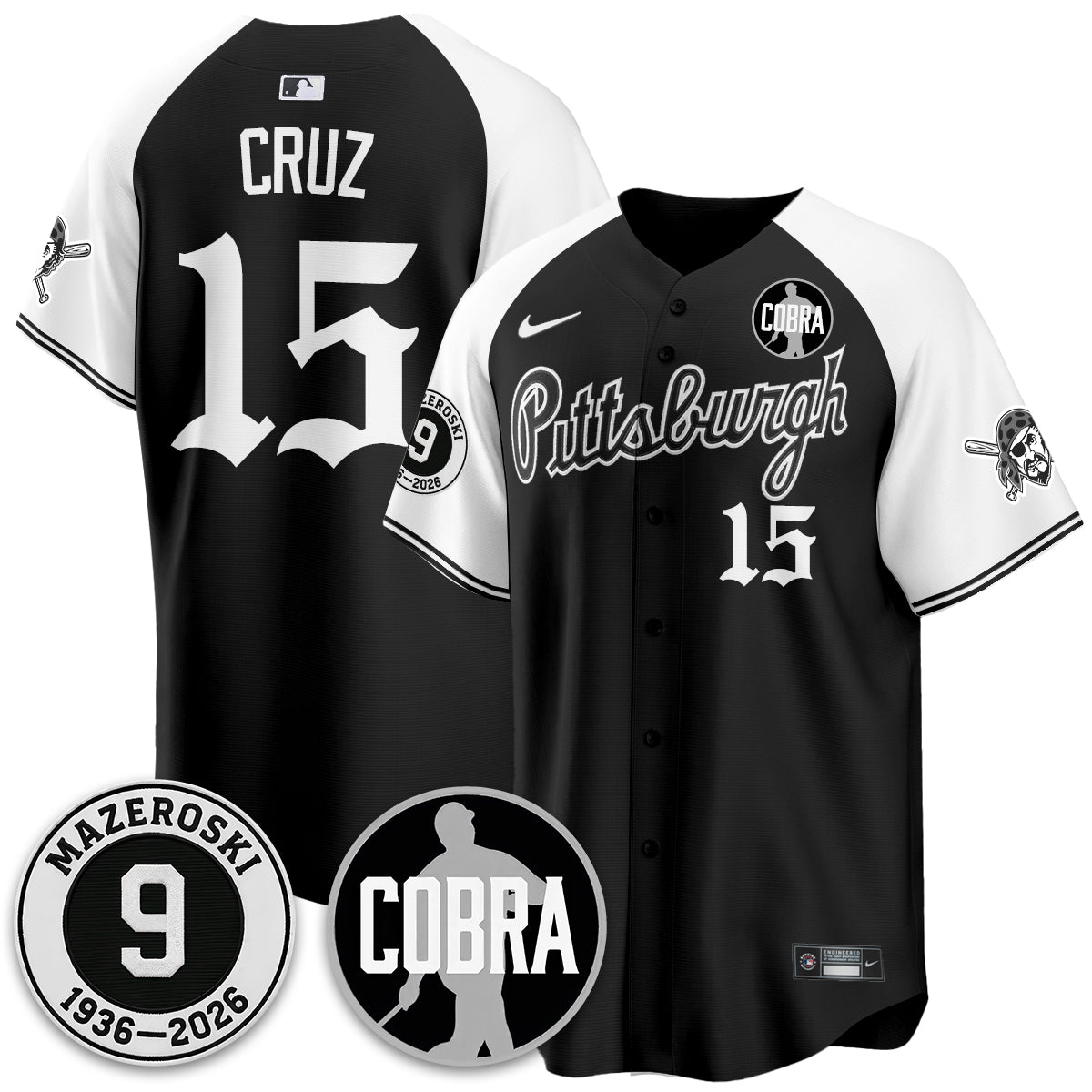 PIT Memories Vapor Limited Gothic Jersey - Bill Mazeroski Patch - All Stitched-DTD