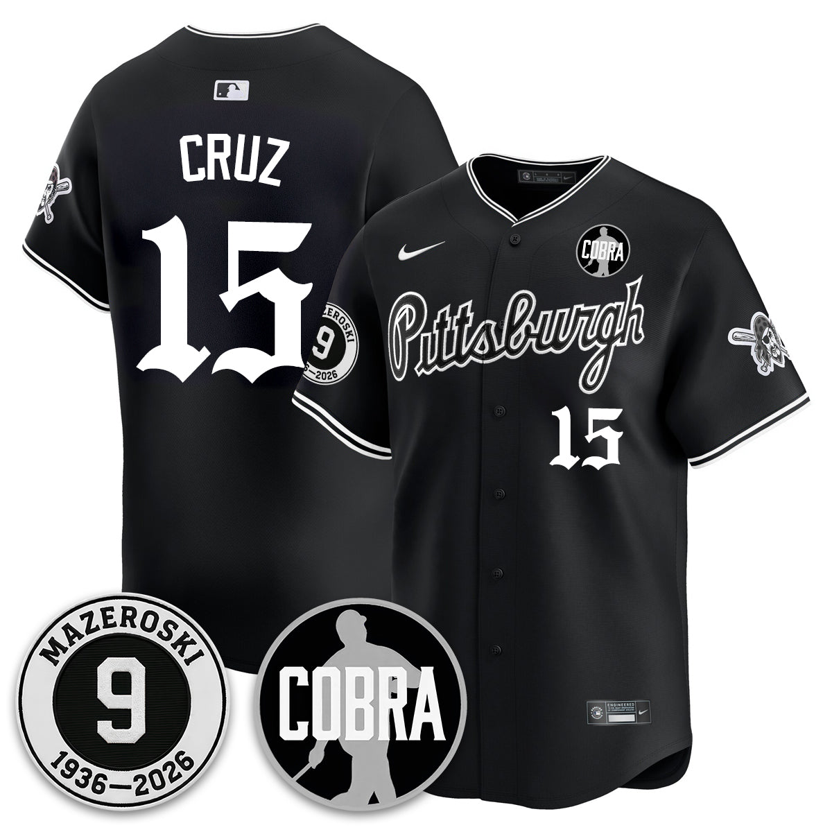 PIT Memories Vapor Limited Gothic Jersey - Bill Mazeroski Patch - All Stitched-DTD