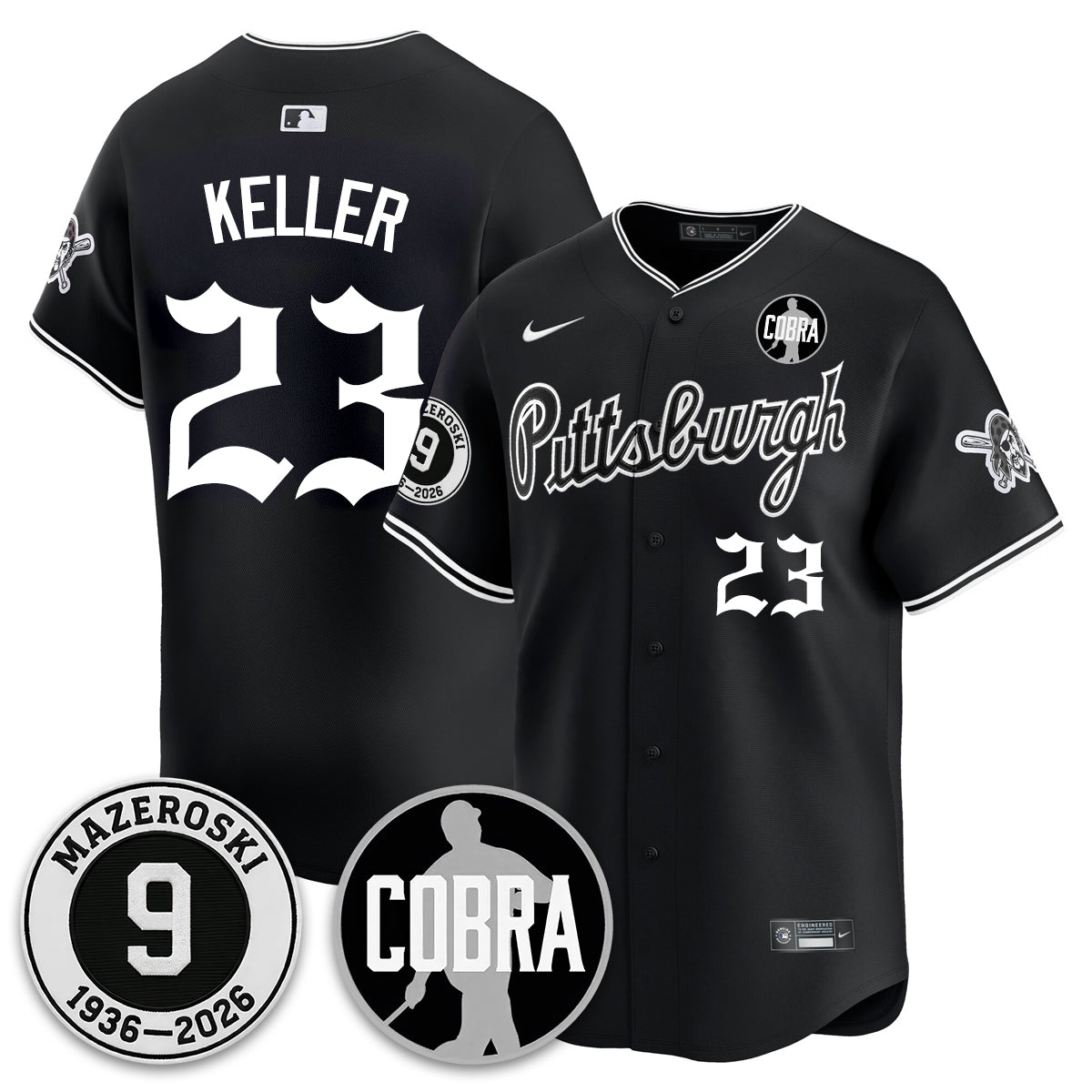 PIT Memories Vapor Limited Gothic Jersey - Bill Mazeroski Patch - All Stitched-DTD