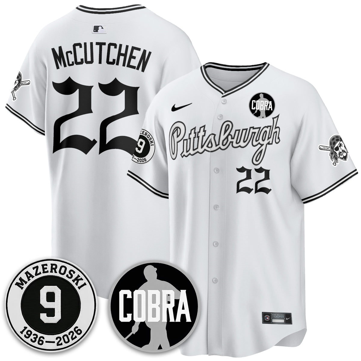 PIT Memories Vapor Limited Gothic Jersey - Bill Mazeroski Patch - All Stitched-DTD
