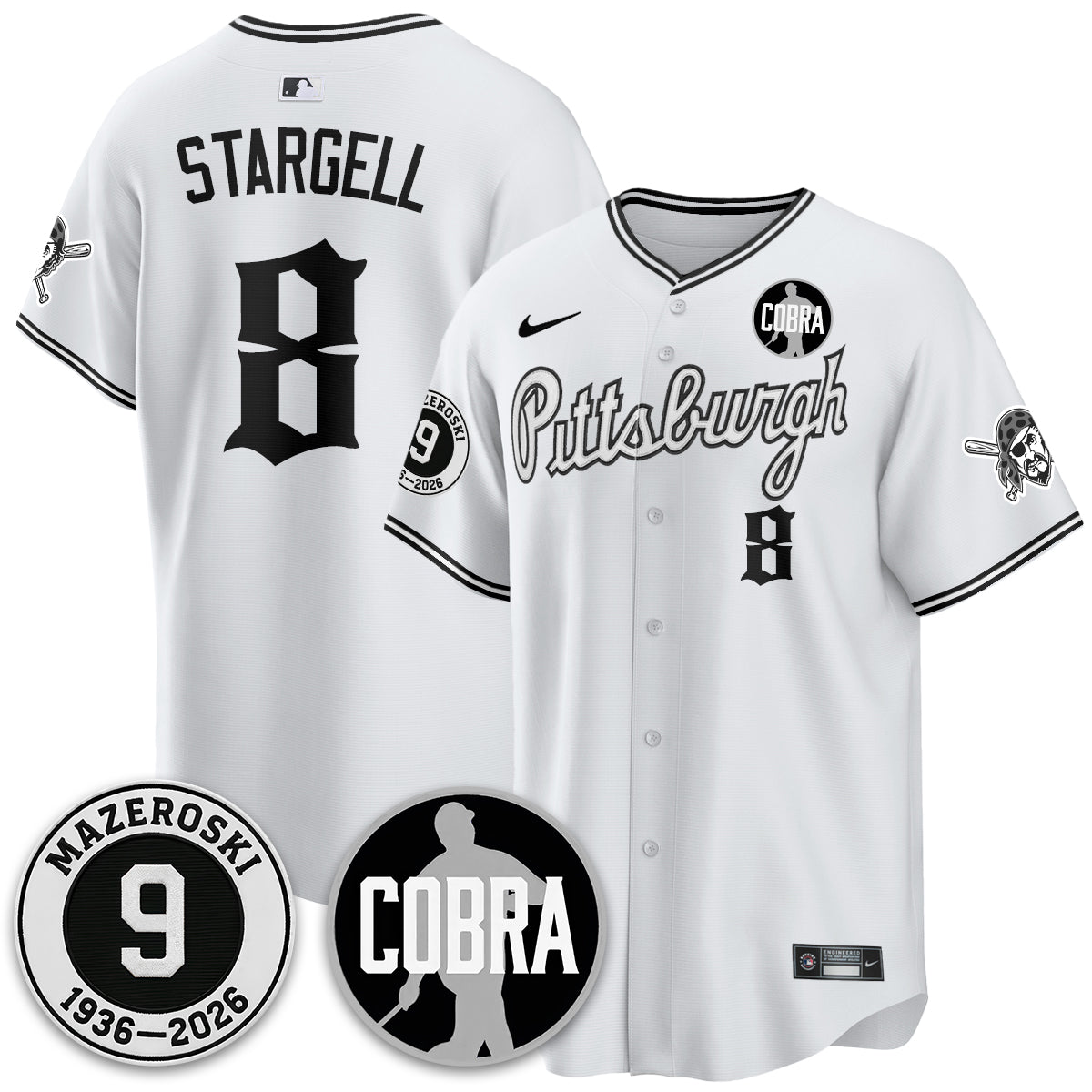 PIT Memories Vapor Limited Gothic Jersey - Bill Mazeroski Patch - All Stitched-DTD