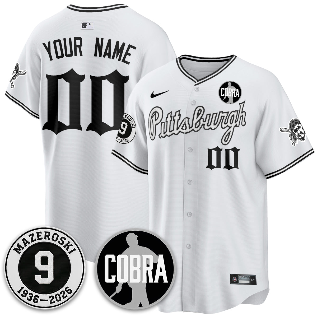 PIT Memories Vapor Limited Gothic Custom Jersey - Bill Mazeroski Patch - All Stitched-DTD